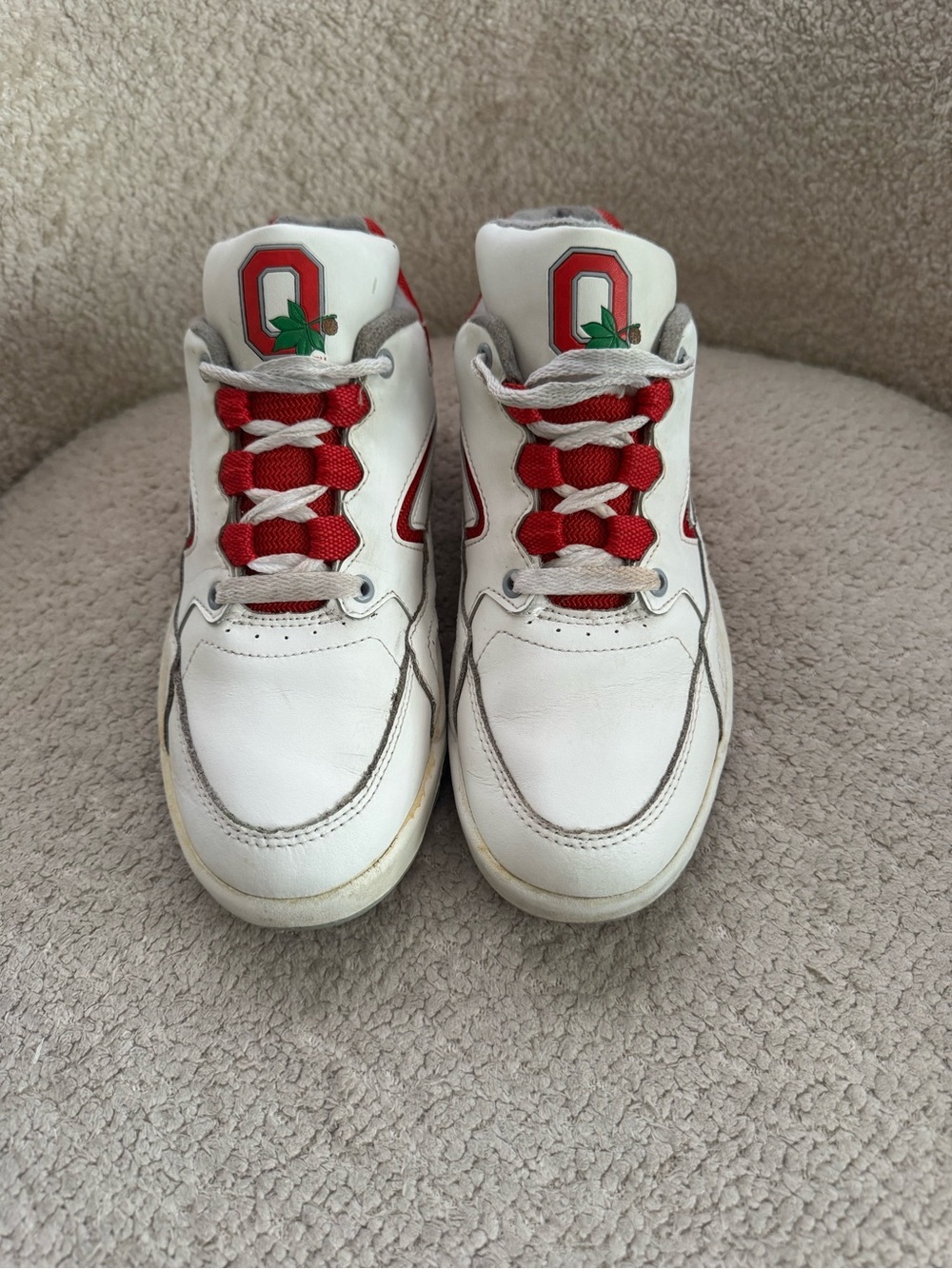 Vintage Ohio State Buckeyes OSU Women’s Size 8 Leather Sneakers White Red